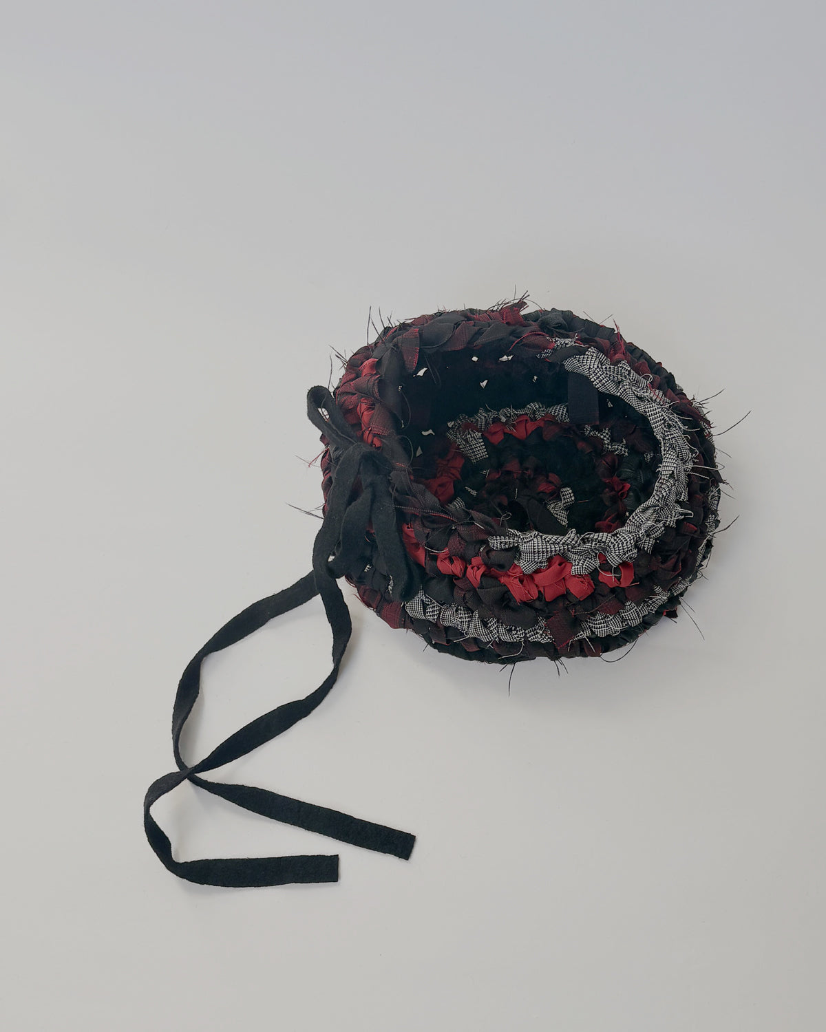 Hand Crochet Beret - Black x Red