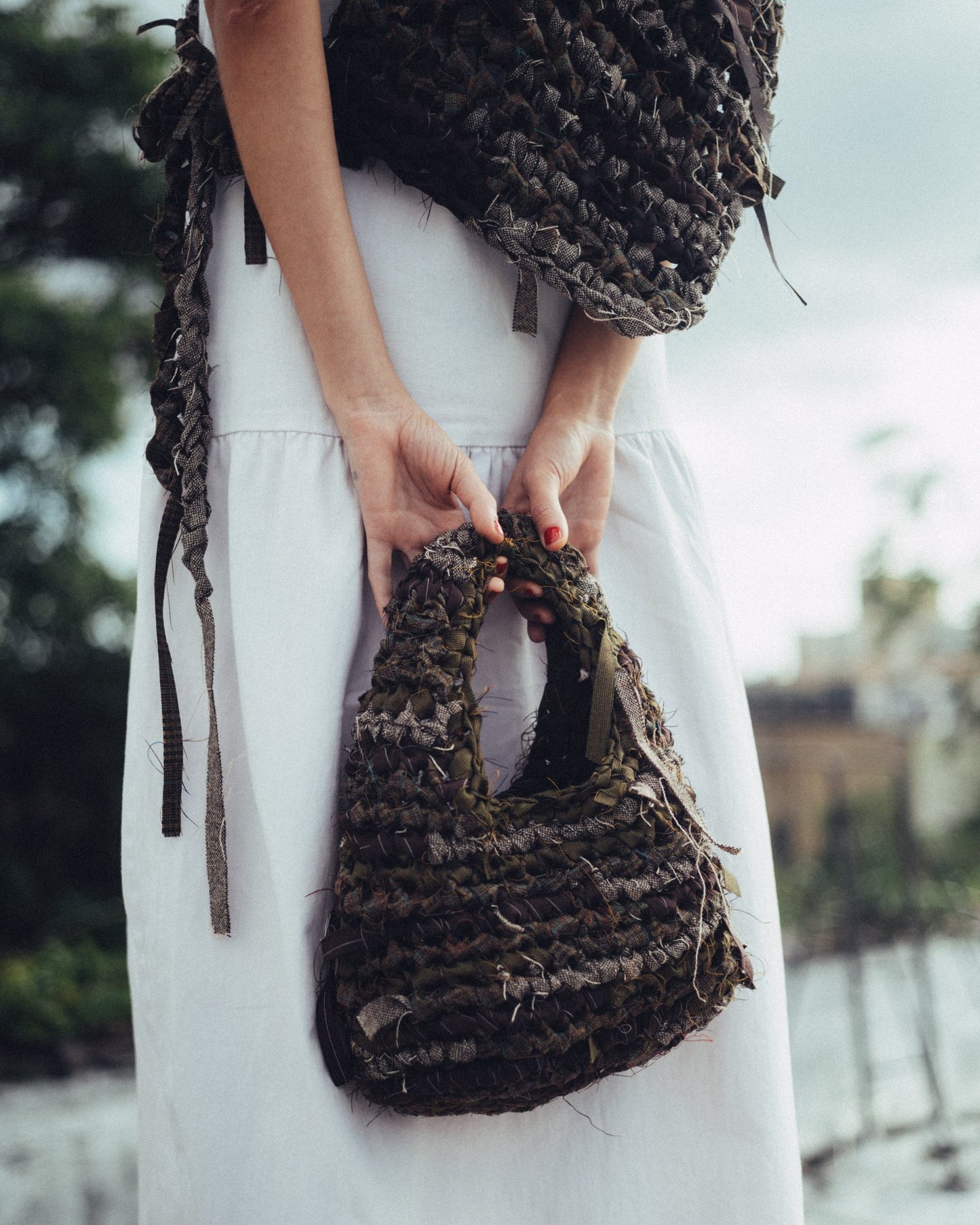 Hand Crochet Hand Bag - Brown/Medium