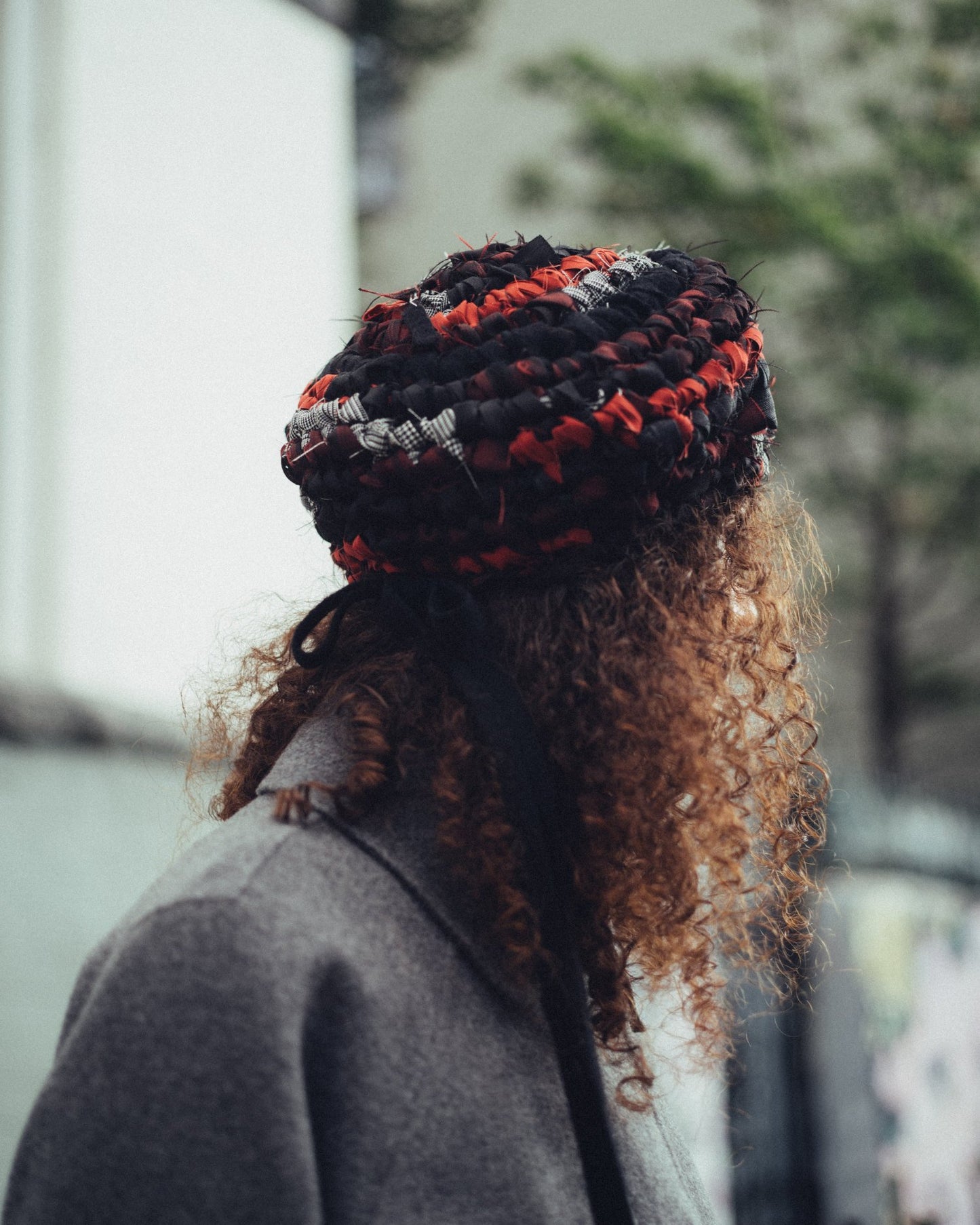 Hand Crochet Beret - Black x Red