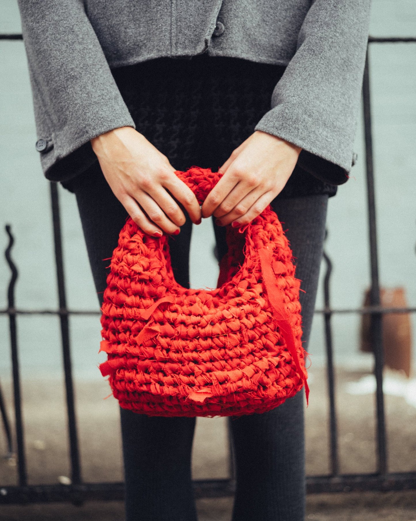 Hand Crochet Hand Bag - Red/Small